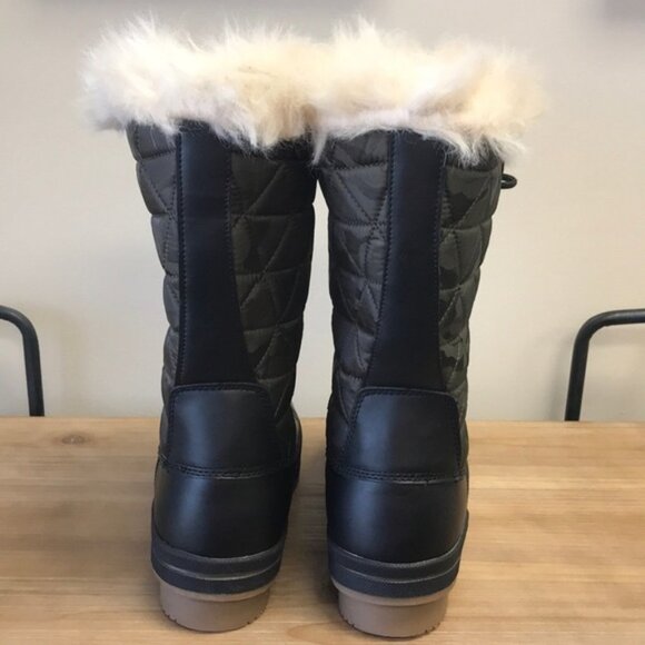 London Fog Quilted Winter Boots - Black and Green - Picture 4 of 5